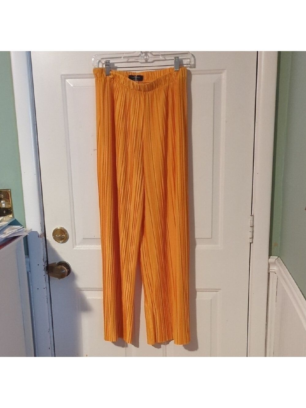 Made By Johnny Yellow Palazzo Pants Large XL Wide Leg Summer Sunny